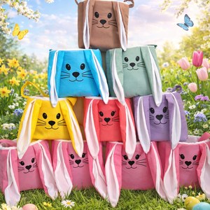 Névre szóló nyuszis húsvéti kosár � egyedi, textil ajándékkosár gyerekeknek ??, Ünnepi díszek, dekorációk, Húsvéti díszek és dekorációk, Húsvéti kosár, Varrás, MESKA