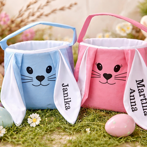 Névre szóló nyuszis húsvéti kosár � egyedi, textil ajándékkosár gyerekeknek � - ünnepi díszek, dekorációk - húsvéti díszek és dekorációk - húsvéti kosár - Meska.hu