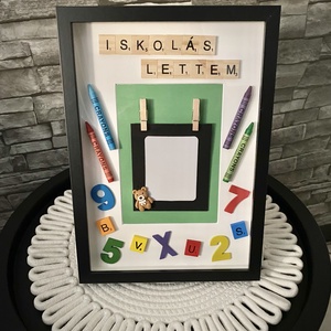 Ovis ballási ajándék , Iskolás lettem 3D képkeret, falikép Fekete-Zöld - táska & tok - hátizsák - iskolatáska - Meska.hu