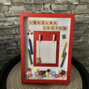 Ovis ballagási ajándék, Iskolás lettem 3D képkeret, falikép Piros - táska & tok - hátizsák - iskolatáska - Meska.hu