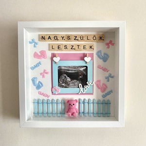 Nagyszülők lesztek bababejelentő 3D képkeret, falikép , Otthon & Életmód, Babaszoba, gyerekszoba, Babaszoba kép, Fotó, grafika, rajz, illusztráció, Papírművészet, MESKA