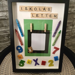 Ovis ballási ajándék , Iskolás lettem 3D képkeret, falikép Fekete-Zöld - táska & tok - hátizsák - iskolatáska - Meska.hu