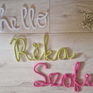 Egyedi nevek, feliratok választható színű fonalból - otthon & életmód - babaszoba, gyerekszoba - gyerek névtábla - Meska.hu