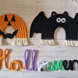 Halloween tök-makramé szivárvány  - otthon & életmód - babaszoba, gyerekszoba - babaszoba dekoráció - Meska.hu