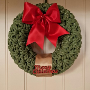  Horgolt adventi koszorú zöld csillogós színben - Meska.hu
