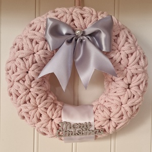  Horgolt adventi koszorú púder színben - Meska.hu