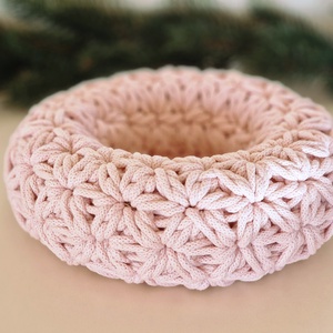  Horgolt  koszorú púder színben - karácsony - adventi díszek - adventi koszorú - Meska.hu