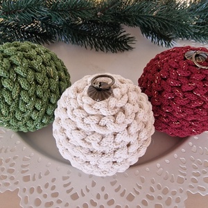 Horgolt karácsonyi gömb szett(3 db)  - Meska.hu