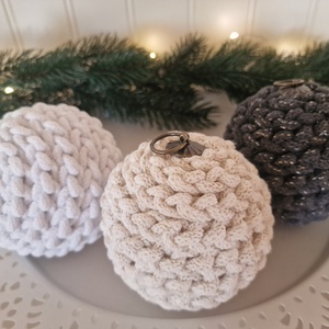 Horgolt karácsonyi gömb szett(3 db)  - Meska.hu