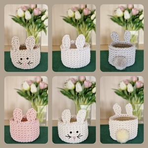 Horgolt nyuszi tároló kosárka - Meska.hu