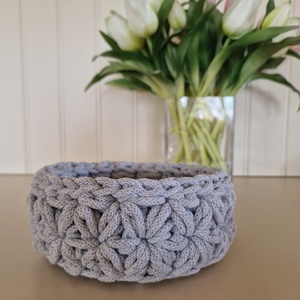 Horgolt jázmin mintás kosárka - otthon & életmód - tárolás & rendszerezés - tárolókosár - Meska.hu