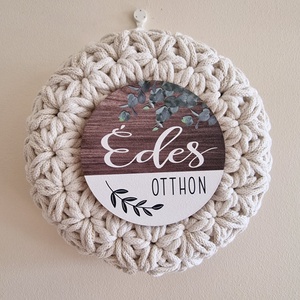  Horgolt kopogtató-édes otthon felirattal - Meska.hu