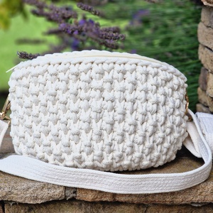 Horgolt táska/crossbody-ekrü alap, aranyló bogyók - Meska.hu