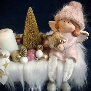 Adventi box angyalkával - karácsony - adventi díszek - adventi asztaldísz - Meska.hu