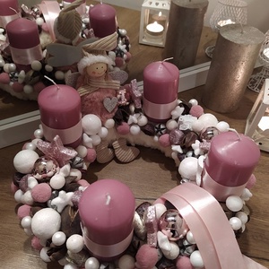Adventi koszorú pasztell mályva színvilágban kb 28cm - Meska.hu