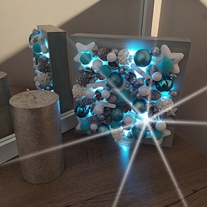 Karácsonyi asztali vagy fali dekoráció 3D-s led világítással kék-ezüst-fehér - karácsony - karácsonyi lakásdekoráció - Meska.hu