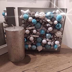 Karácsonyi asztali vagy fali dekoráció 3D-s led világítással kék-ezüst-fehér - karácsony - karácsonyi lakásdekoráció - Meska.hu