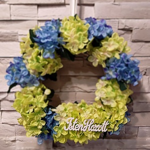 Tavaszi hortenzia kopogtató 30 cm - otthon & életmód - dekoráció - Meska.hu