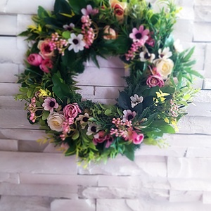 Nyári-tavaszi sok-sok zöldes kopogtató kb 33 cm - Meska.hu