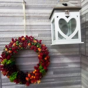 Őszi szőlős, apróbogyós ajtódekoráció 25 cm - otthon & életmód - dekoráció - Meska.hu