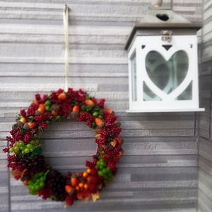 Őszi szőlős, apróbogyós ajtódekoráció 25 cm - otthon & életmód - dekoráció - Meska.hu