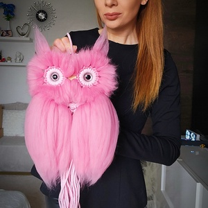 Rosie- a szívhang bagoly makramé bagoly fali dekoráció , Otthon & Életmód, Dekoráció, Fali és függő dekoráció, Függődísz, Csomózás, MESKA