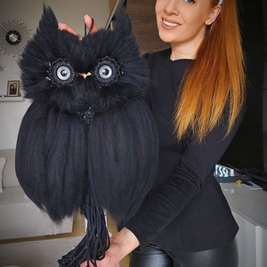 Noir-az éjszaka őrzője makramé bagoly fali dekoráció  - Meska.hu