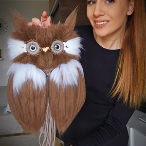 Mocha- az erdei bölcs makramé bagoly fali dekoráció  - Meska.hu