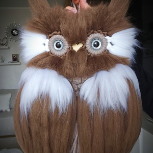 Mocha- az erdei bölcs makramé bagoly fali dekoráció  - otthon & életmód - dekoráció - fali és függő dekoráció - függődísz - Meska.hu