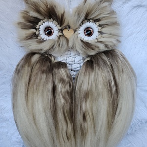 Woolly makramé bagoly fali dekoráció  - otthon & életmód - dekoráció - fali és függő dekoráció - függődísz - Meska.hu
