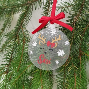 Névreszóló lány rénszarvasos akril karácsonyfadísz - Meska.hu