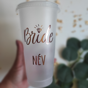 Névre szóló lánybúcsús pohár fedővel és szívószállal- 710 ml - esküvő - lánybúcsú - Meska.hu