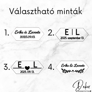Egyedi, feliratos fa gyűrűtartó - hexagon - esküvő - kiegészítők - gyűrűtartó & gyűrűpárna - Meska.hu