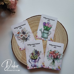 Virágos hűtőmágnes kártyával nőnapra - Meska.hu