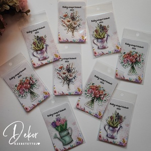 Virágos hűtőmágnes kártyával nőnapra - otthon & életmód - konyhafelszerelés, tálalás - konyhai dekoráció - hűtőmágnes - Meska.hu