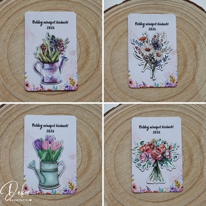 Virágos hűtőmágnes kártyával nőnapra - otthon & életmód - konyhafelszerelés, tálalás - konyhai dekoráció - hűtőmágnes - Meska.hu