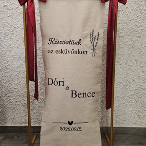 Esküvői üdvözlő banner lenvászon anyagból � egyedi felirattal - esküvő - dekoráció - helyszíni dekor - Meska.hu