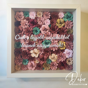 Papírvirág box felirattal tele virágokkal - anyák napjára köszöntő ajándék, Otthon & Életmód, Dekoráció, Kép & Falikép, 3d képek, Papírművészet, Mindenmás, MESKA