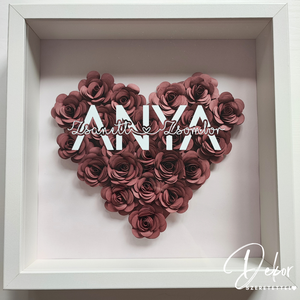 Papírvirág box felirattal szív formában virágokkal - anyák napjára köszöntő ajándék, Otthon & Életmód, Dekoráció, Kép & Falikép, 3d képek, Papírművészet, Mindenmás, MESKA
