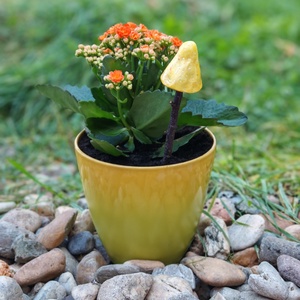 Apró mintás sárga gombavirág, Otthon & Életmód, Ház & Kert, Kerti dísz, Gyurma, Festett tárgyak, MESKA