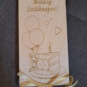 Szülinapi pénzátadó , Otthon & Életmód, Papír, írószer, Ajándékozás kellékei, Pénzátadó doboz, Famegmunkálás, Gravírozás, pirográfia, MESKA