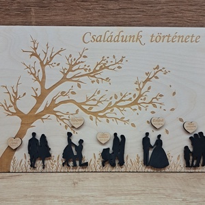 Családi történetünk dekor tábla , Otthon & Életmód, Dekoráció, Kép & Falikép, Táblakép, Famegmunkálás, Gravírozás, pirográfia, MESKA