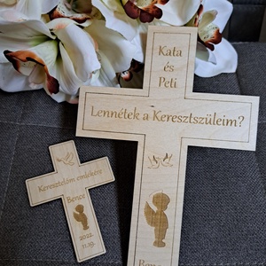 Keresztszülő felkérő + hűtőmágnes  - játék & sport - keresztelőajándékok - Meska.hu