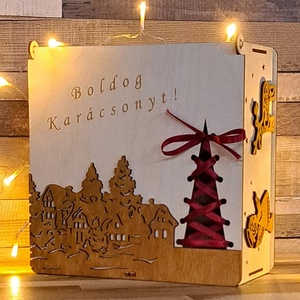 Karácsonyi doboz, Karácsony, Karácsonyi lakásdekoráció, Famegmunkálás, Gravírozás, pirográfia, MESKA