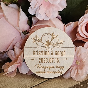 Esküvői mágneses köszönőajándék , Esküvő, Emlék & Ajándék, Köszönőajándék, Famegmunkálás, Gravírozás, pirográfia, MESKA