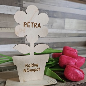 Anyáknapi-Nőnapi talpas cserepes neves virág - otthon & életmód - dekoráció - dísztárgy - Meska.hu
