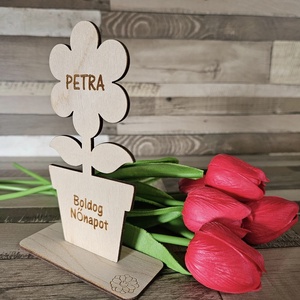 Anyáknapi-Nőnapi talpas cserepes neves virág - otthon & életmód - dekoráció - dísztárgy - Meska.hu