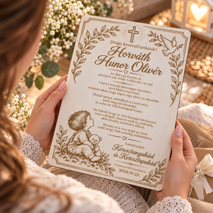 Gravírozott fa keresztszülő ajándék keresztelőre � Személyre szóló emléktábla - baba - mama - keresztelő kellékek - keresztelőajándékok - Meska.hu