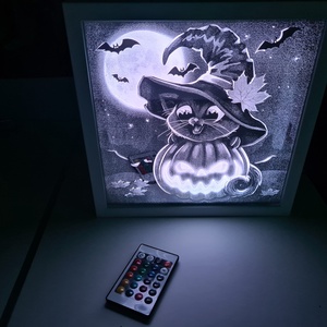 Halloween cica mintás DekorTükör - otthon & életmód - dekoráció - dísztárgy - Meska.hu