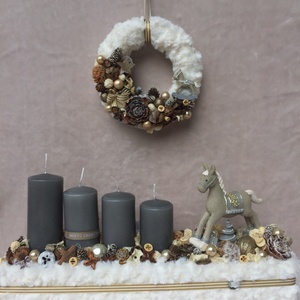 Hintalovas adventi koszorú es kopogtató szett - Meska.hu